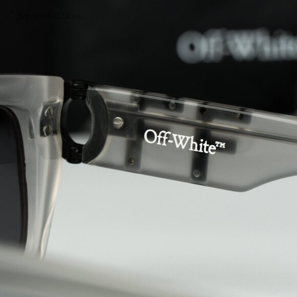 Off-White Men Sunglasses Grey Crystal Square OERI125 HAYS 0907 NEW AUTHENTIC - Picture 7 of 13